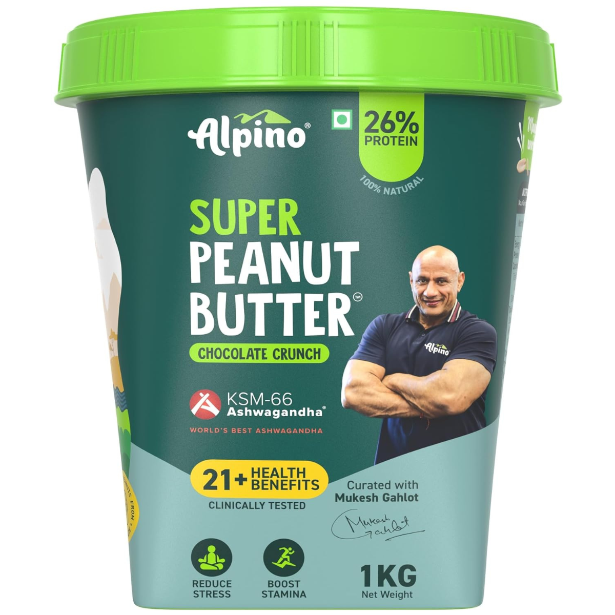 Alpino Super Peanut Butter With KSM-66 Ashwagandha Chocolate Crunch 1kg